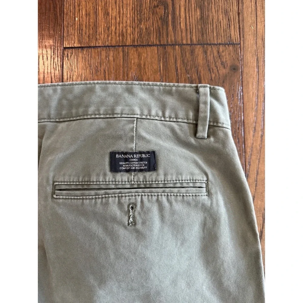 Banana Republic Fulton Chino Pants Mens 36x32 Olive Green Slim Fit Cotton